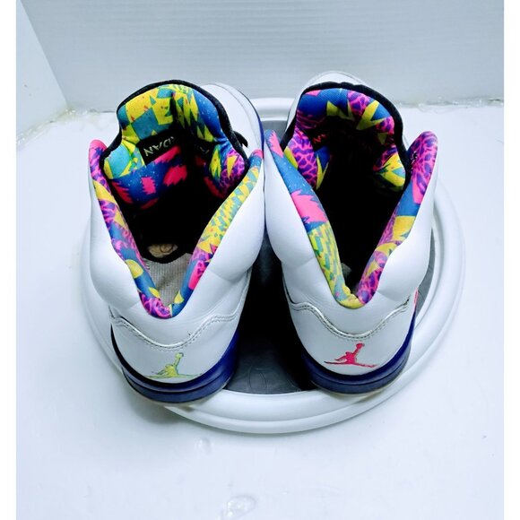 Air Jordan 5 Retro White Multi-Color Sneakers Size 8 Mens Athletic Shoes - Picture 6 of 7